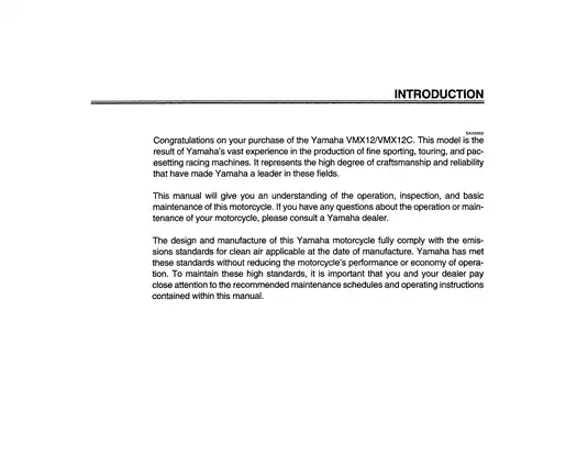 1985-2000 Yamaha V-Max, VMX 1200, VMAX 1200, VMX 12 owner´s manual Preview image 4