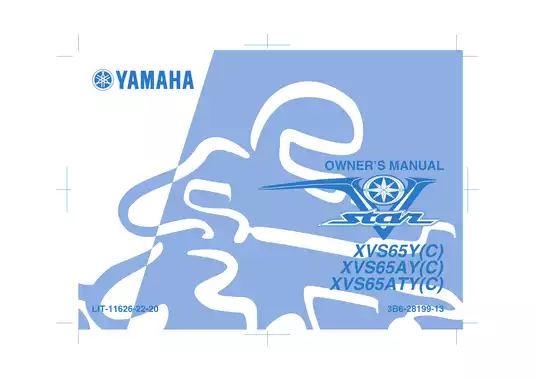 2006-2013 Yamaha V-Star 650 Custom XVS650 Midnight owners manual