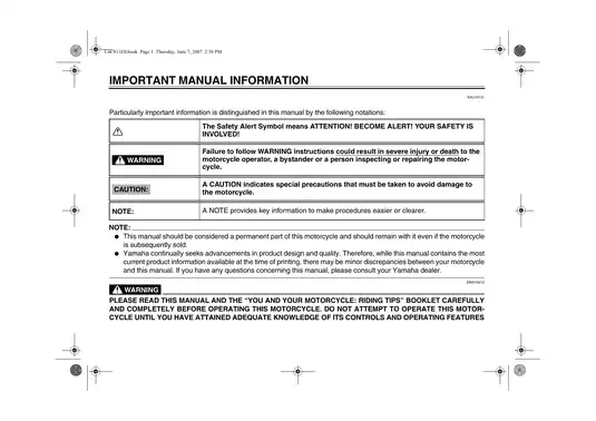 2007-2008 Yamaha R1 YZF-R1 service, owners manual Preview image 4