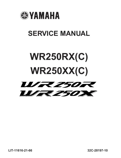2008–2013 Yamaha WR250R, WR250X Factory Service Manual (P/N LIT-11616-21-66) – preview page 1