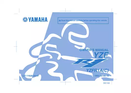 2009-2011 Yamaha R1, YZF-R1 owner´s + service manual Preview image 1