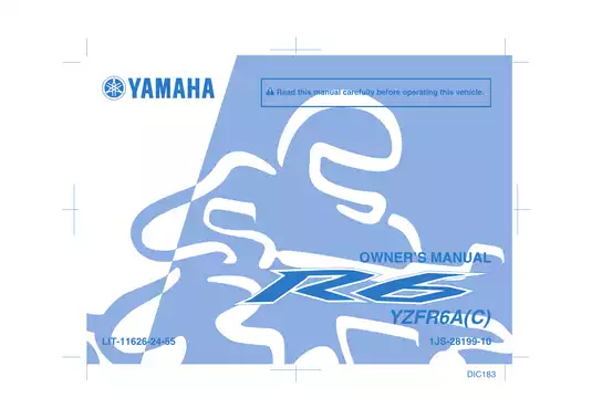 2009-2013 Yamaha R6, YZF-R6 owners manual Preview image 1