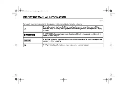 2009-2013 Yamaha R6, YZF-R6 owners manual Preview image 4