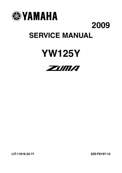 2009 Yamaha Zuma 125 Service Manual (P/N LIT-11616-22-71)
