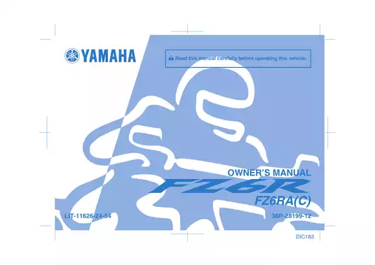 2009-2013 Yamaha FZ6R, FZ6 Fazer owner´s manual Preview image 1