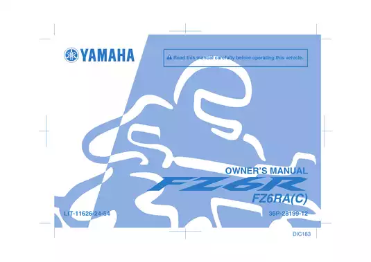 2009-2013 Yamaha FZ6R, FZ6 Fazer owner´s + service manual