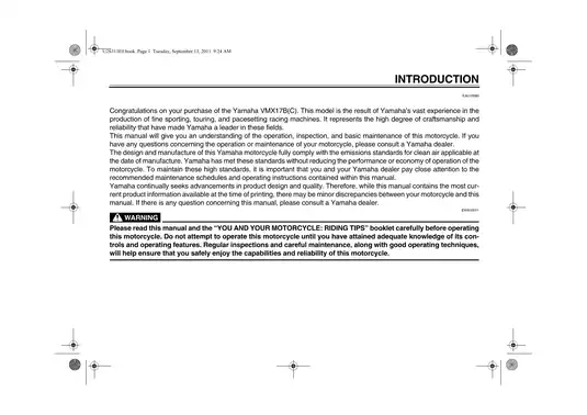 2009-2014 Yamaha VMAX, VMX1700 owner´s + service manual Preview image 3