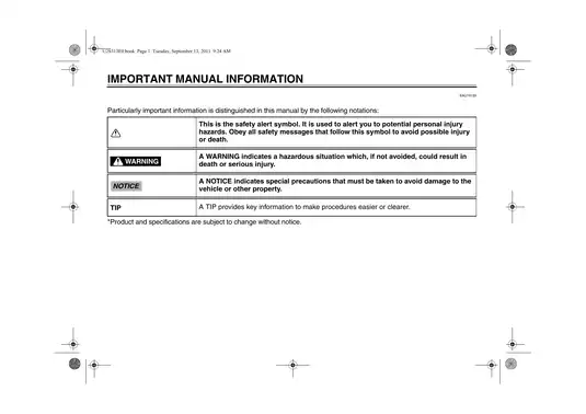 2009-2014 Yamaha VMAX, VMX1700 owners manual Preview image 4