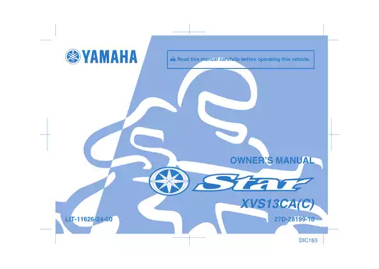2011-2013 Yamaha Stryker 1300, V-Star 1300 owners manual Preview image 1