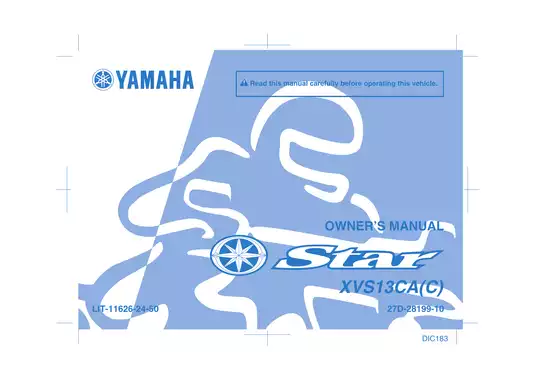 2011-2013 Yamaha Stryker 1300, V-Star 1300 owners manual