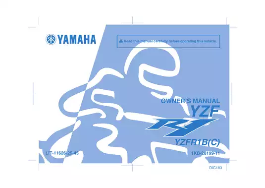 2012-2013 Yamaha R1, YFZ-R1B owners manual Preview image 1