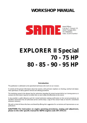 1985-2003 Same Explorer II 70, 75, 80, 85, 90, 95 tractor workshop manual Preview image 2