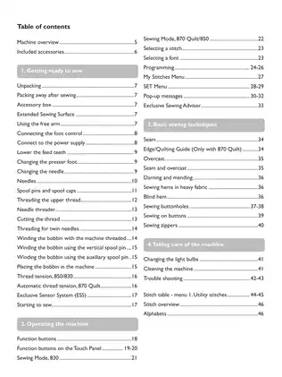 Husqvarna Viking Sapphire Sewing Machine Manual (Includes 830/850/870 Quilt Models) Preview image 4