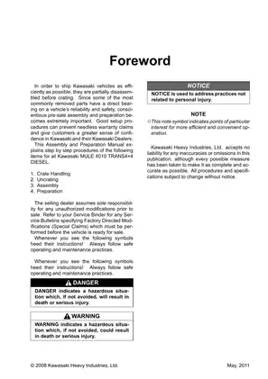Kawasaki MULE 4010 TRANS4x4 Diesel Assembly & Preparation Manual Preview image 3
