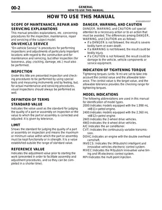 2013-2015 Mitsubishi Outlander service repair manual Preview image 2