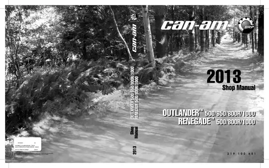 2013 Can-Am Outlander 500, 650, 800R, 1000, Renegade 500 800R 1000 ATV shop manual Preview image 1