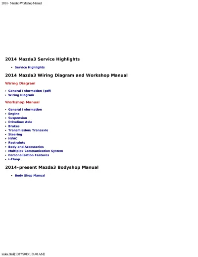 2014 Mazda Mazda3 Service & Repair Manual