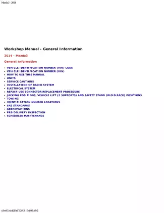 2014 Mazda3 Comprehensive Workshop and Service Manual Preview image 5