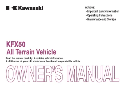 2012 Kawasaki KFX50 ATV Owner's Manual (P/N 99987-1764)