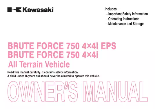 2014 Kawasaki Brute Force 750i 4x4i owners manual Preview image 1