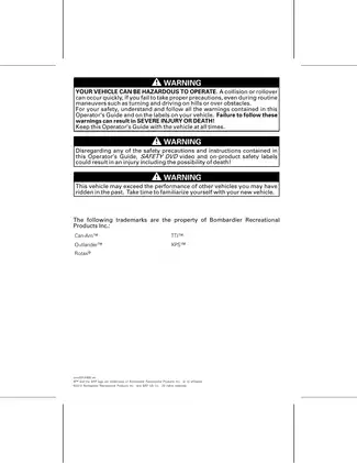 2013 Can Am Outlander 400 EFI ATV operator´s manual Preview image 2