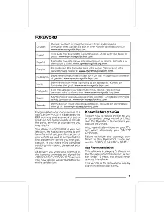 2013 Can Am Outlander 400 EFI ATV operator´s manual Preview image 3