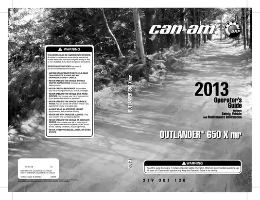 2013 Can-Am ATV Operator's Guide - Complete Digital Manual