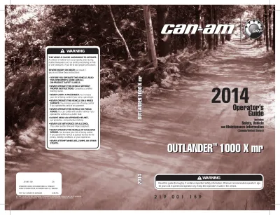 Can-Am Outlander 1000 X mr ATV 2014 Operator's Guide (P/N 219 001 159)