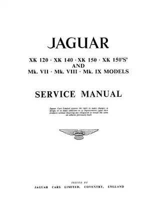 Jaguar Mark VII & XK 120 Complete Service Manual Preview image 3