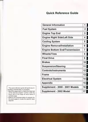 Kawasaki KLR650/KLR500 Motorcycle Service Manual & Quick Reference Guide (2000-2002) Preview image 2