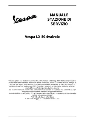 Vespa LX 50 4valvole Service Manual - Comprehensive Repair Guide Preview image 2