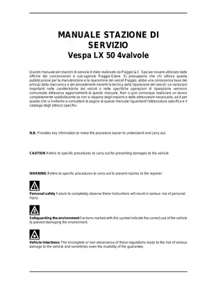 Vespa LX 50 4valvole Service Manual - Comprehensive Repair Guide Preview image 3