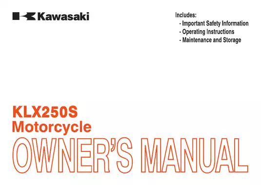 2014 Kawasaki KLX250S owner`s manual Preview image 1