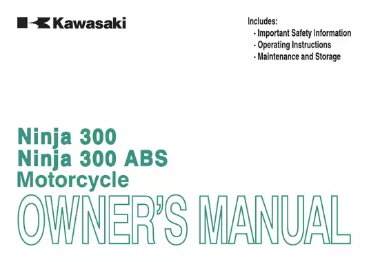 2014 Kawasaki Ninja 300 ABS owners manual Preview image 1