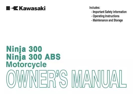 Kawasaki Ninja 300 Owner's Manual and Service Guide
