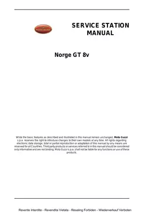 Moto Guzzi Norge GT 8v Service Station Manual - Comprehensive Maintenance and Repair Guide Preview image 2