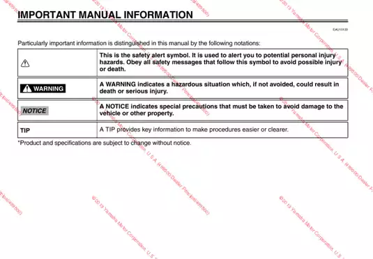 Yamaha XVS950 Motorcycle Owner's Manual - Comprehensive Digital Guide Preview image 4