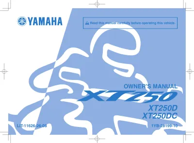 Yamaha XT250 XT250D/XT250DC 2012 Owner's Manual (P/N LIT-11626-26–08)