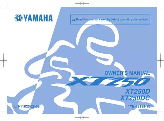 Yamaha XT250D/XT250DC Owner’s Manual - Comprehensive Guide for Maintenance and Operation