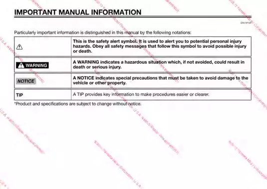 Yamaha FUR13ESE(C) Motorcycle Owner's Manual - Comprehensive Guide for Safe Operation and Maintenance Preview image 4