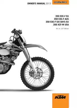 2013 KTM 350 EXC F / 350 XCFW, 350 EXC-F Six days, 350 XCF-W owners manual