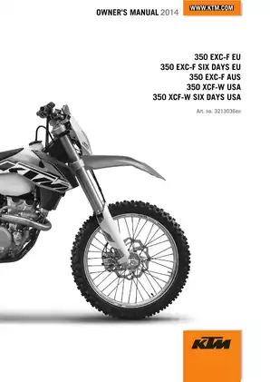 2014 KTM 350 XCF-W Six Days owners manual Preview image 1