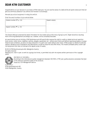 KTM 450 SX-F Owner's Manual (2014) - Comprehensive Guide Preview image 3