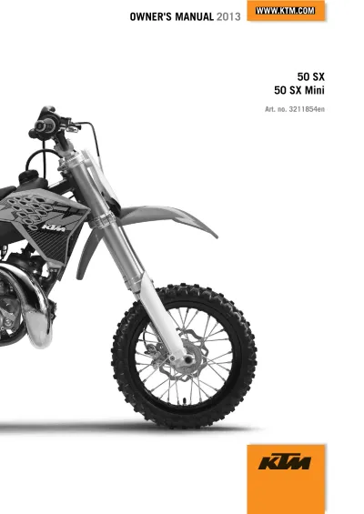 2013 KTM 50 SX & 50 SX Mini Service Manual (P/N 3211854en)
