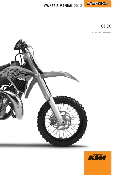 2013 KTM 65 SX Owner's Manual (P/N 3211855en)
