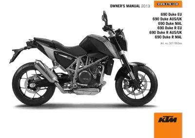 2013 KTM 690 Duke & 690 Duke R Sports Owner's Manual (P/N 3211953en)