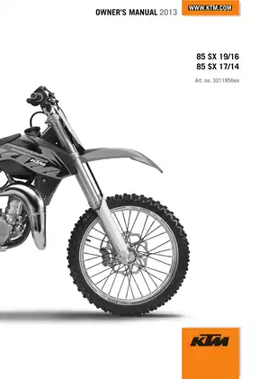 2013 KTM 85 SX 19/16, 85 SX 17/14 owners manual