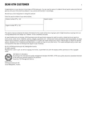 KTM 85 SX 2013 Owner's Manual | Comprehensive Guide for Maintenance and Care Preview image 3