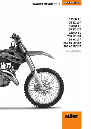 2014 KTM 125 SX, 250 SX, 150 XC, 250 XC, 300 XC owners manual