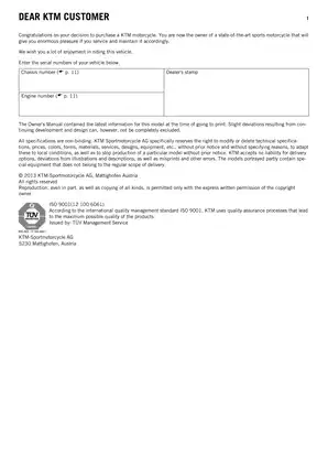 KTM SX Big Bore Owner's Manual (2014) - Detailed Motorcycle Guide Preview image 3
